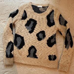 Leopard Print Sweater - Black and Tan
